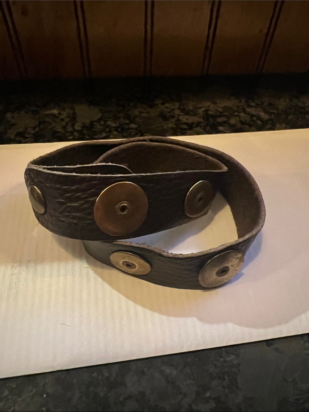 Hand Crafted Brown Leather Bracelet with Brass Accents